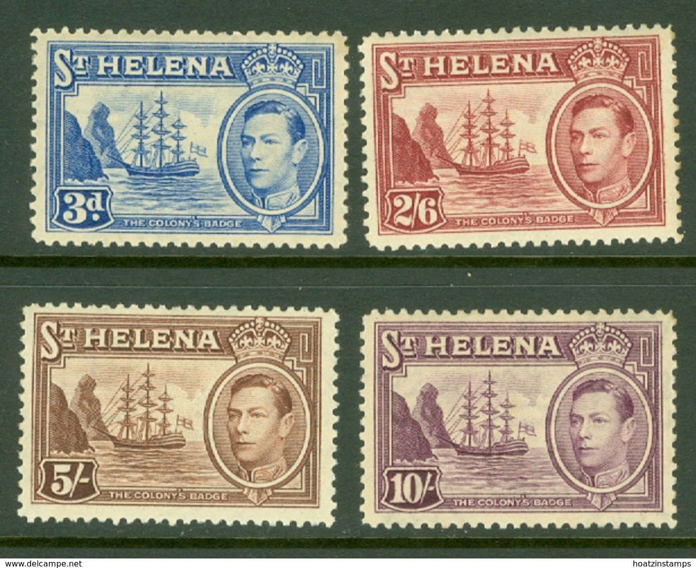 St Helena: 1938/44   KGVI   Top Values    3d, 2/6d. 5/- And 10/-   MH - Saint Helena Island