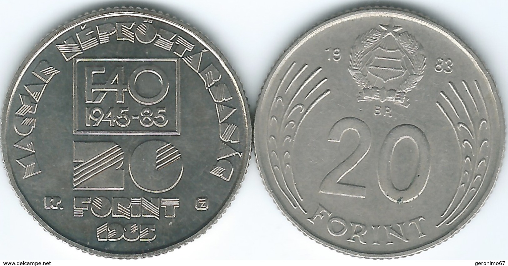 Hungary - 20 Forint - 1983 (KM630) & 1985 - FAO (KM653) - Hongrie