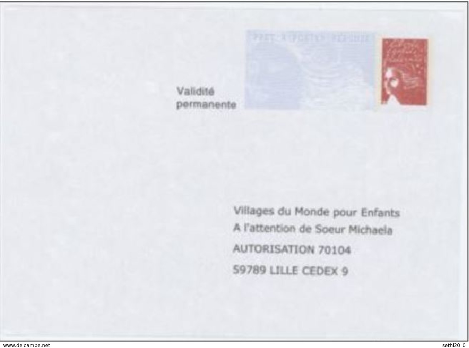 France PAP Réponse Luquet RF 04312169 Villages Du Monde Pour Enfants - PAP: Antwort/Luquet