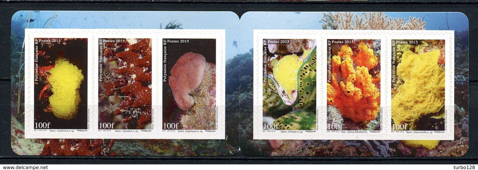 POLYNESIE 2015 Carnet N° C1095 ( 1095/1100 ) ** Neuf MNH Superbe Faune Marine Eponges Darwinella Clathrina - Neufs