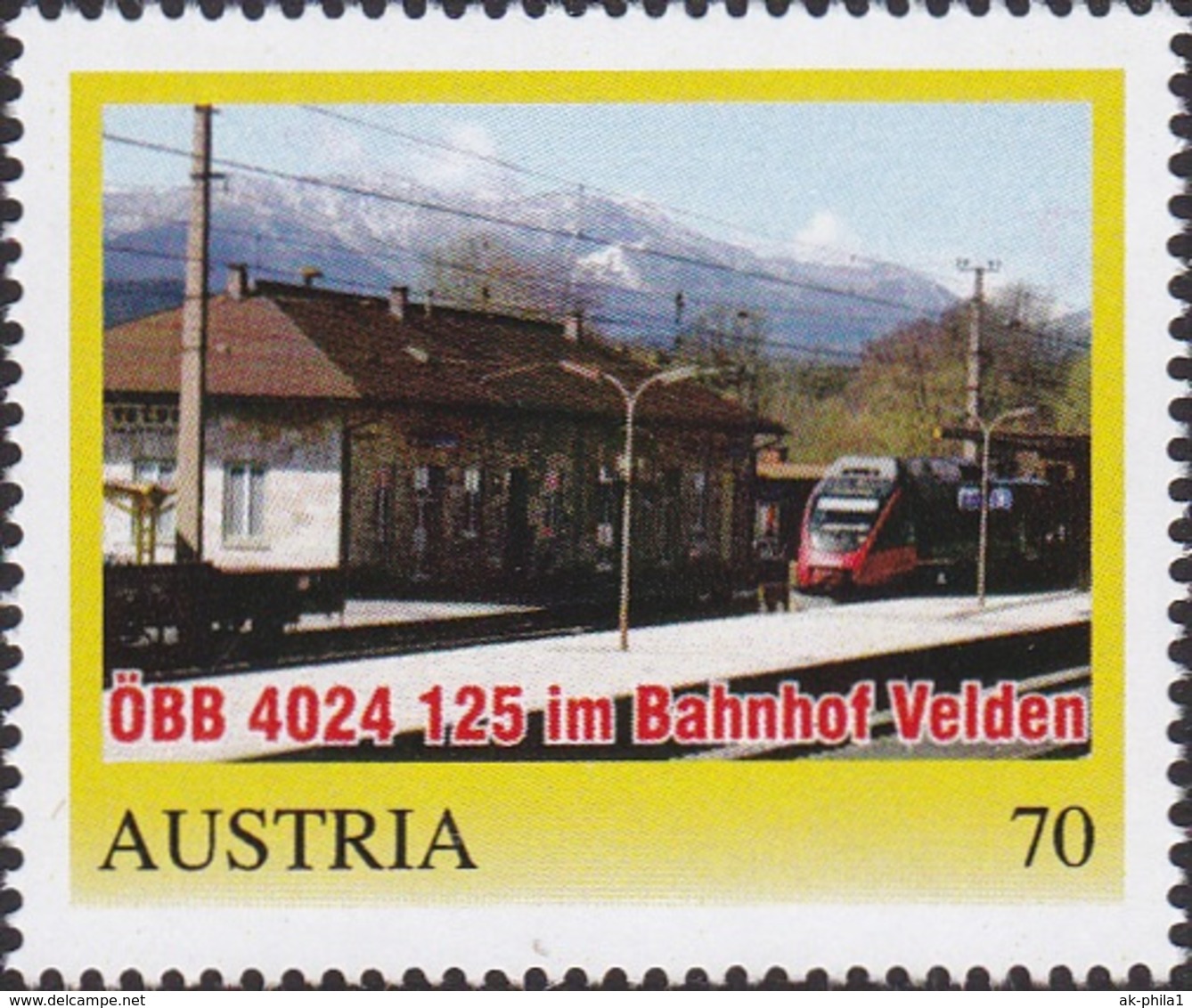 ÖBB 4024 125 Bahnhof Velden, Pers. Briefmarke - Bogennummer 8111422** - Personalisierte Briefmarken