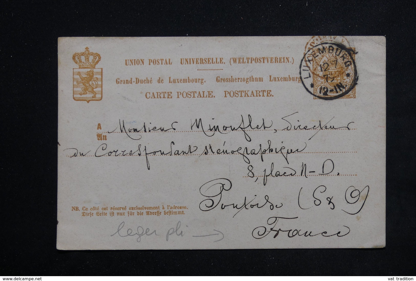 LUXEMBOURG - Entier Postal De Luxembourg Pour La France En 1879 - L 23142 - Entiers Postaux