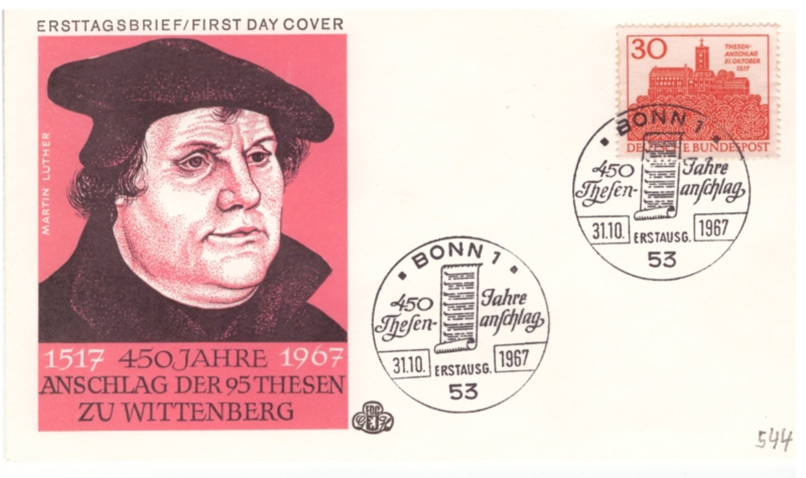 Bund - FDC, 1967, Nr. 544 - Christendom