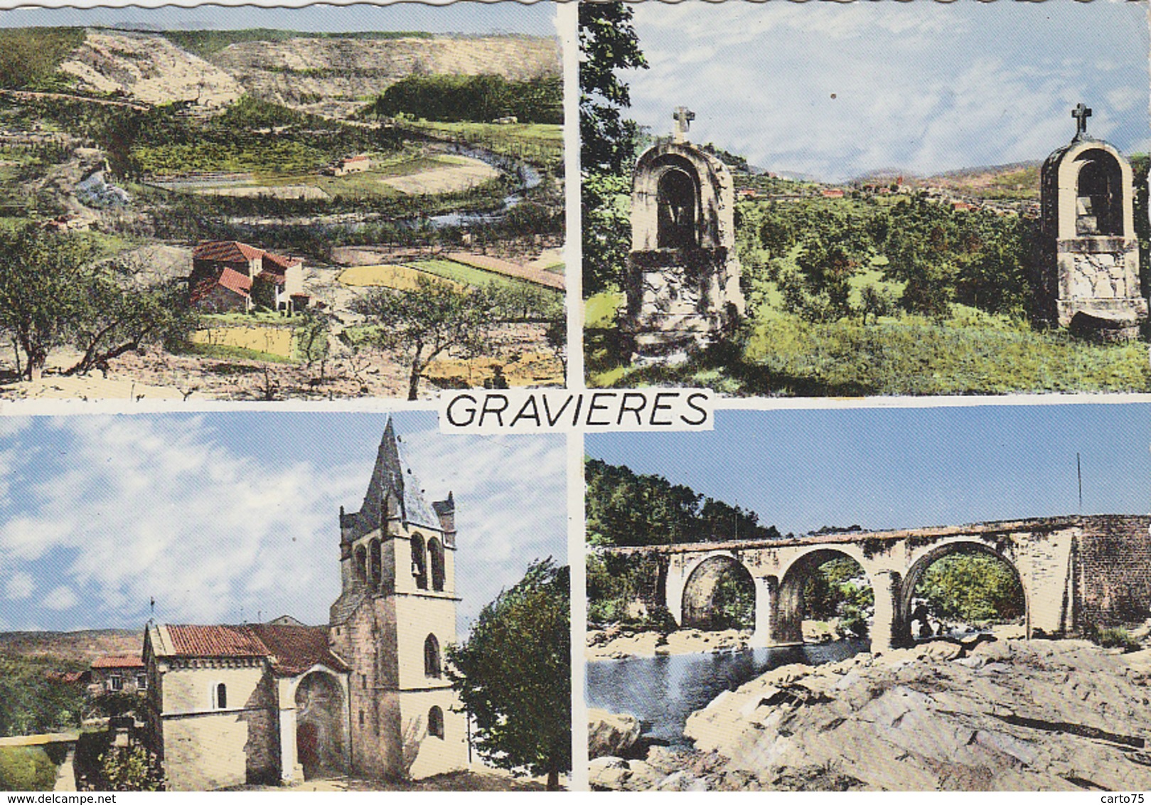 Gravières 07- Vues Générales Diverses - Cachet Postal Et Cachet Colonie De Vacances Les Vans - Autres & Non Classés