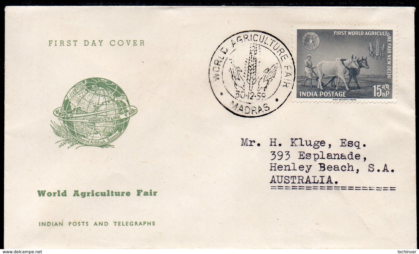 INDIA, 1959 AGRICULTURE FAIR FDC - Covers & Documents