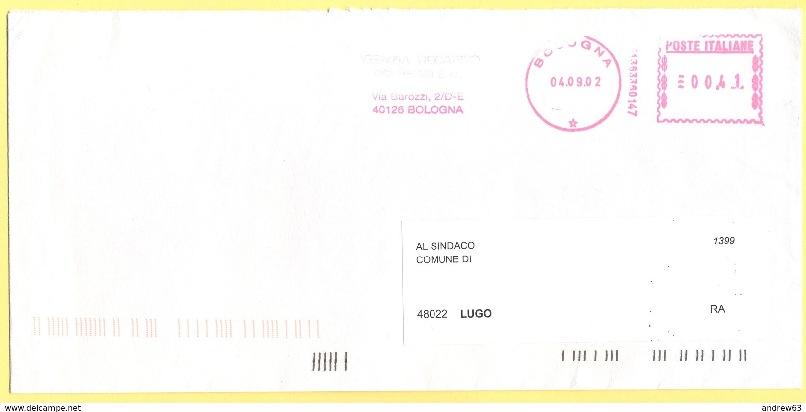 ITALIA - ITALY - ITALIE - 2002 - 00,41€ EMA, Red Cancel - Comitato Regionale Per Le Onoranze Ai Caduti Di Marzabotto - V - Macchine Per Obliterare (EMA)