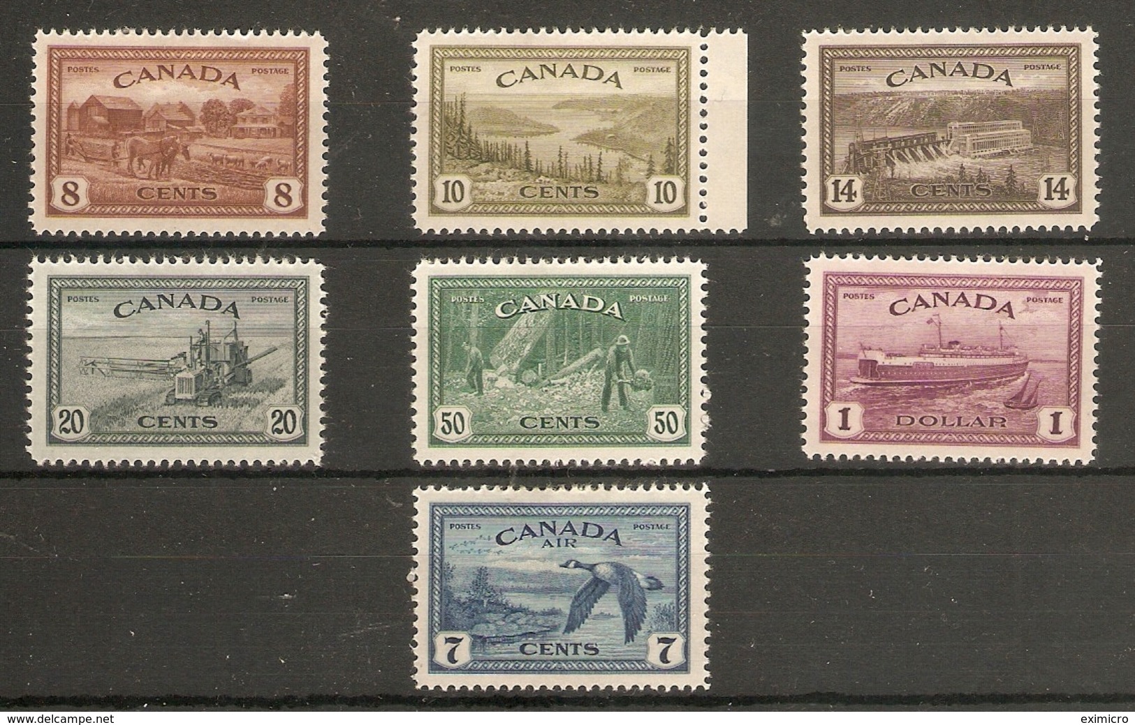 CANADA 1946 PEACE RE-CONVERSION SET SG 401/407 MOUNTED MINT Cat £50 - Ungebraucht