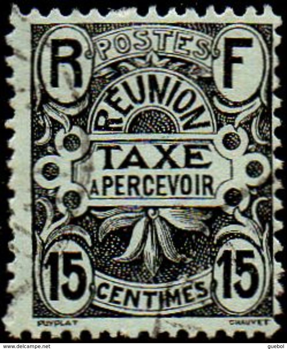 Réunion Obl. N° Taxe  8 - Emblème 15cts  Gris-noir - Timbres-taxe