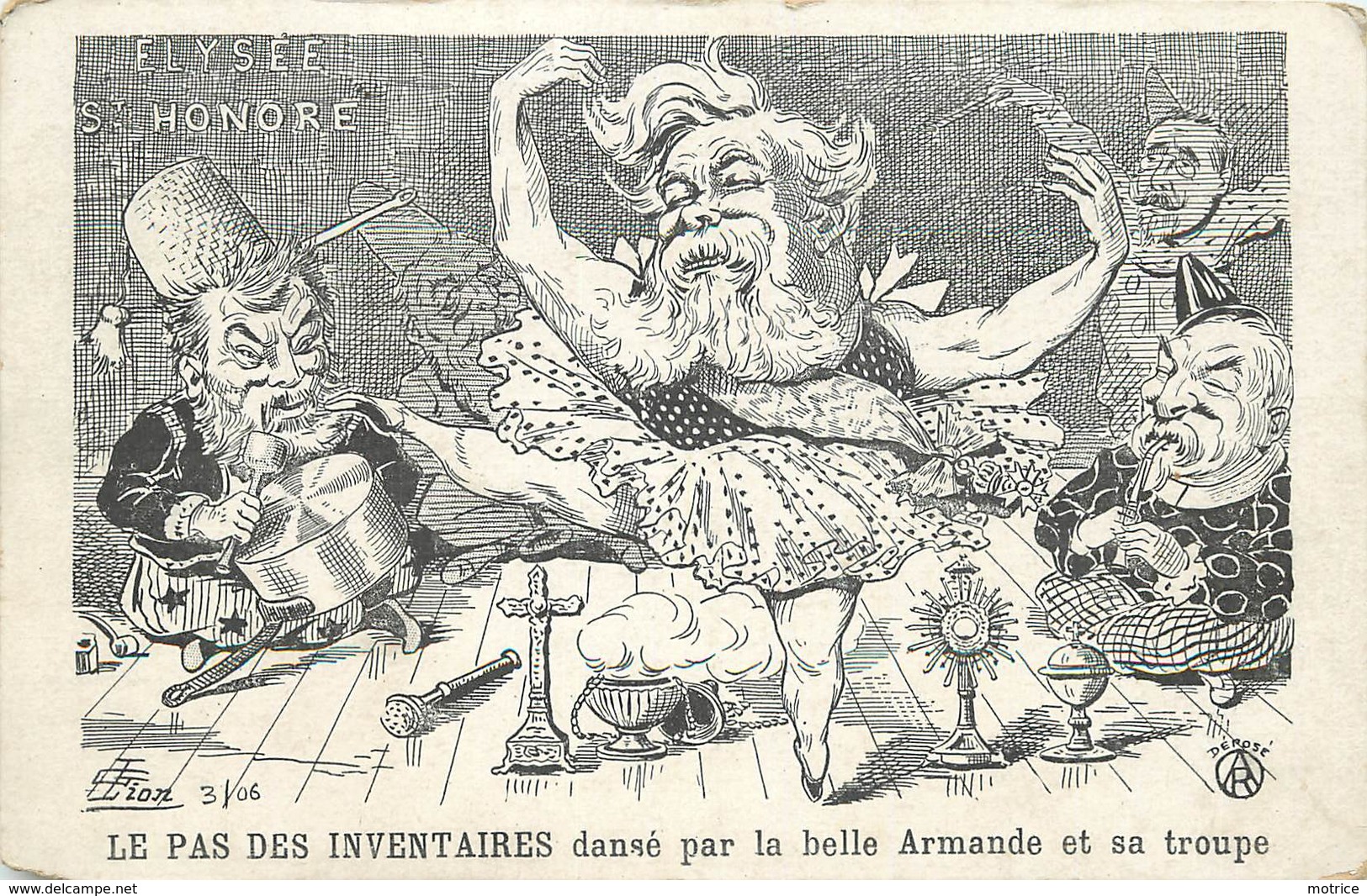 LE PAS DES INVENTAIRES Dansé Par La Belle Armande Et Sa Troupe,carte Illustrée Par Lion. - Satiriques