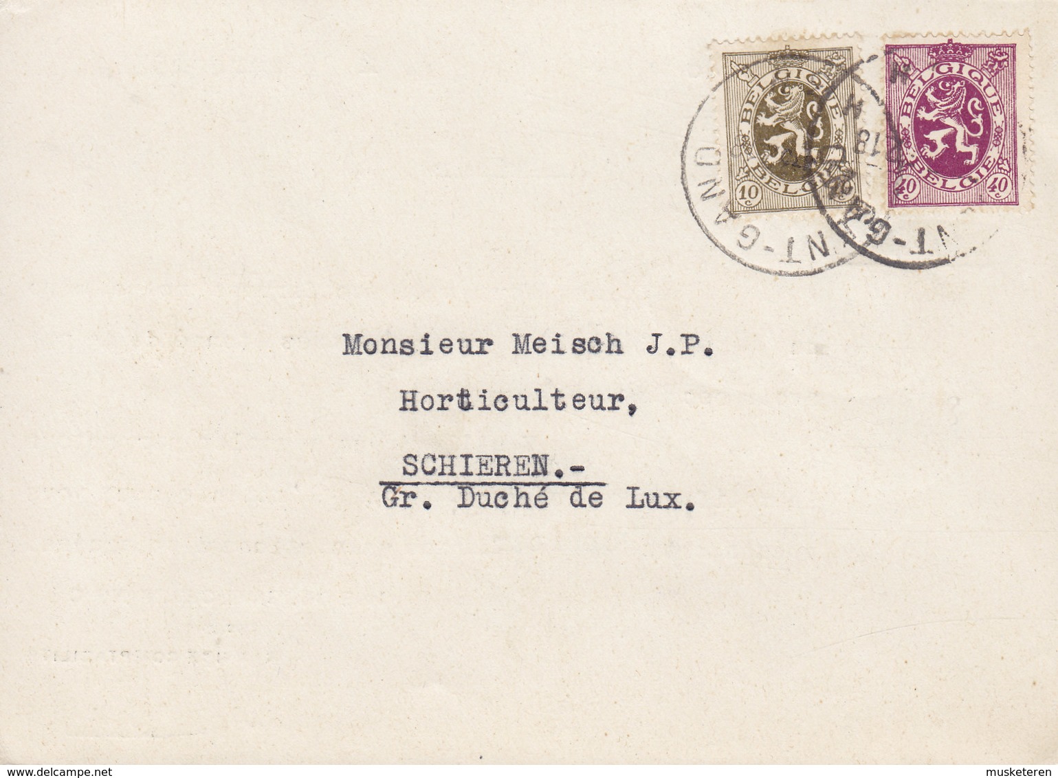 Belgium THE BELGIAN CRACKING Co. Usine Langerbrugge, GAND Gent 1932 Card Carte SCHIEREN Luxembourg (2 Scans) - Lettres & Documents