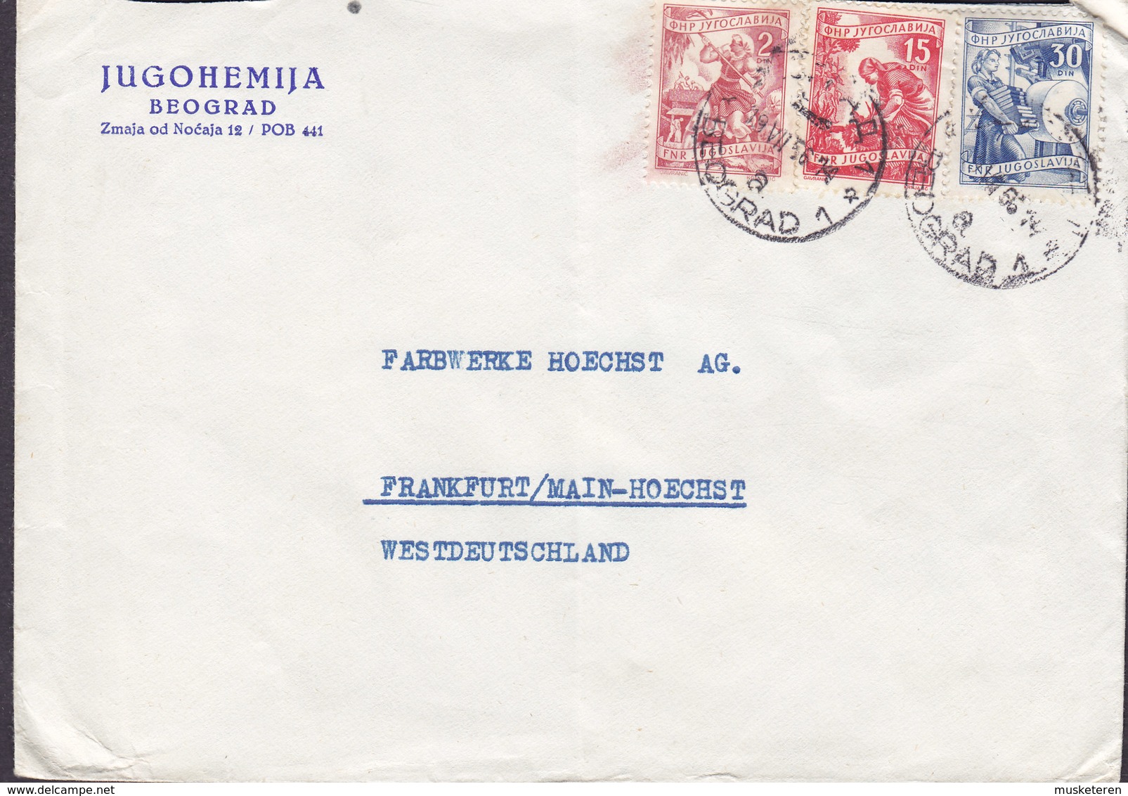 Yugoslavia BEOGRAD 1956 Cover Brief FRANKFURT Am MAIN Germany - Briefe U. Dokumente