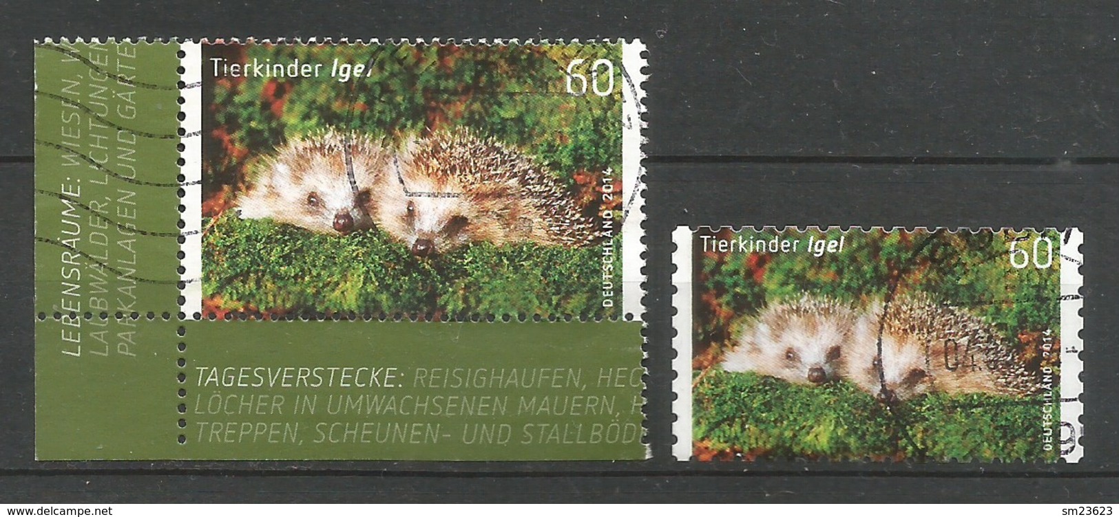 BRD 2014  Mi.Nr. 3048 + 3054 , Tierkinder - Igel - Selbstklebend + Nassklebend - Gestempelt / Fine Used / (o) - Gebraucht