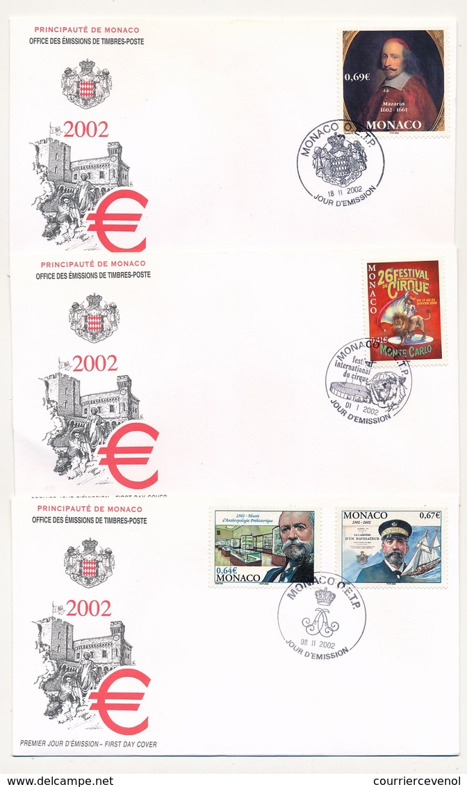 MONACO => 12 Enveloppes FDC - Emissions Diverses Année 2002 - TTB / SUP - FDC