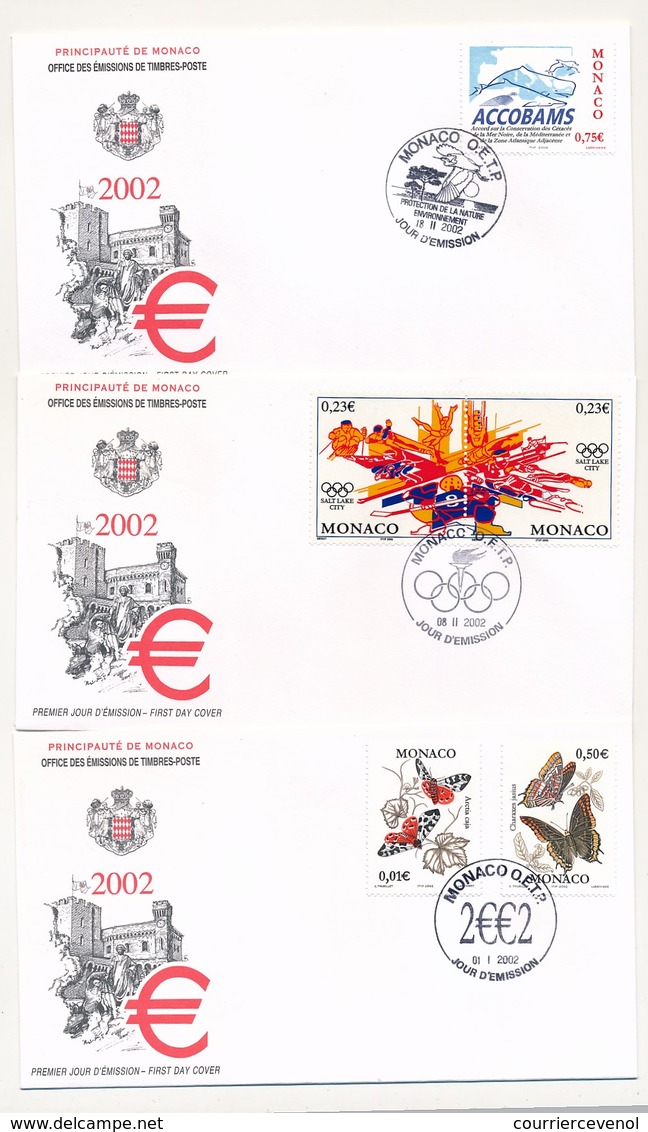 MONACO => 12 Enveloppes FDC - Emissions Diverses Année 2002 - TTB / SUP - FDC