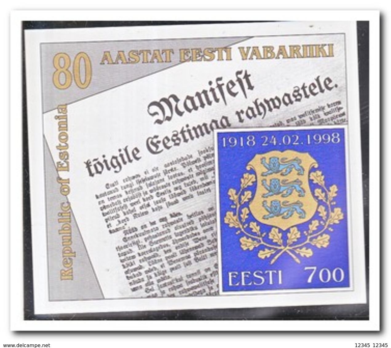 Estland 1998, Postfris MNH, 80th Anniversary Of The Proclamation Of The Republic - Estonia