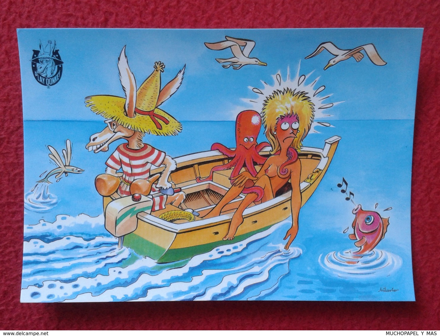 POSTAL POST CARD CARTE POSTALE BALEARIC ISLANDS SPAIN BURRO BURRITO PLAY DONKEY ASNO ÂNE ASINO EN BARCA BOAT CARTOON VER - Burros