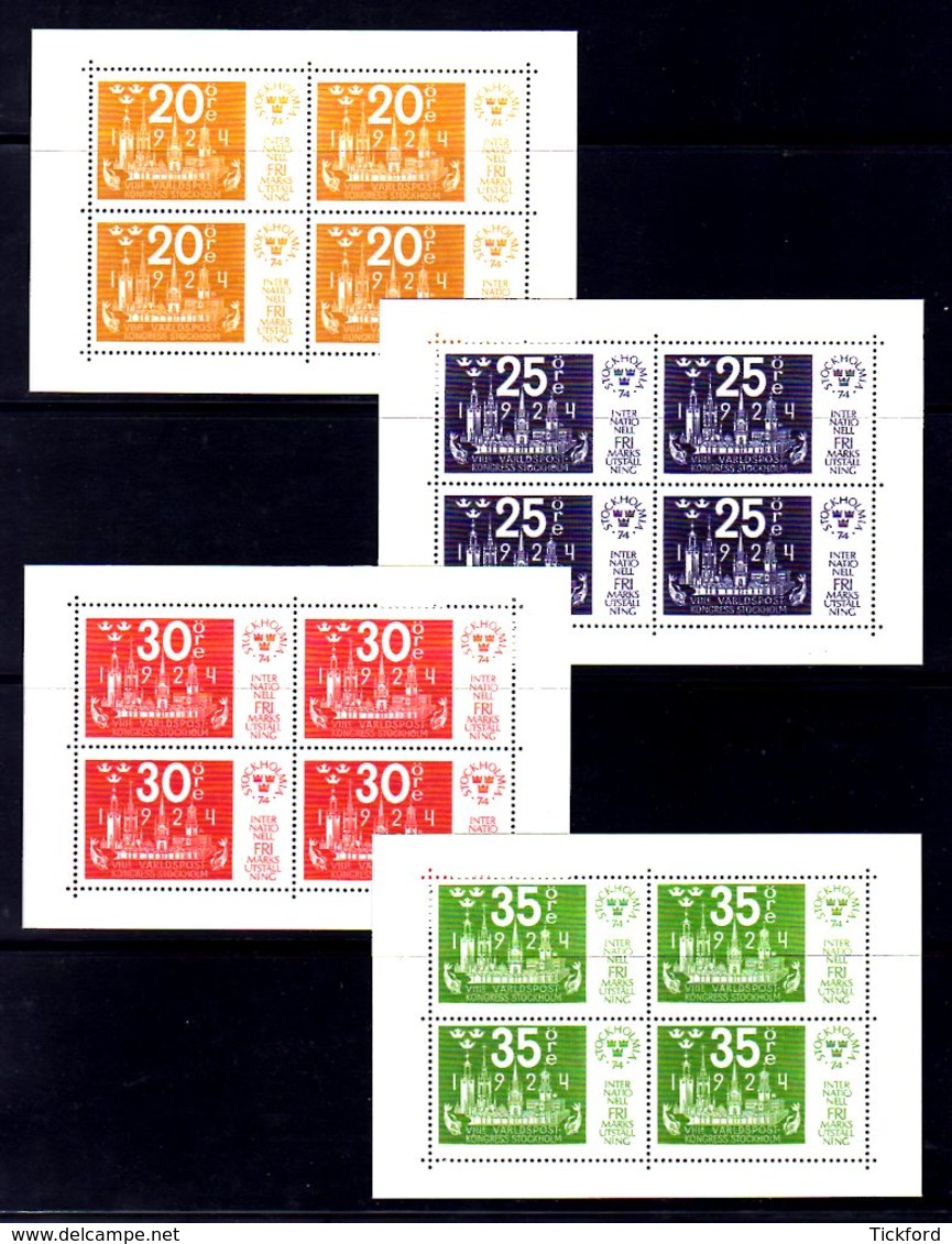 SUEDE 1974 -  Yvert BF N°2/5 - Facit BL 3 - NEUF ** LUXE MNH - NORDEN - Stockholmia' 74 - Blocs-feuillets
