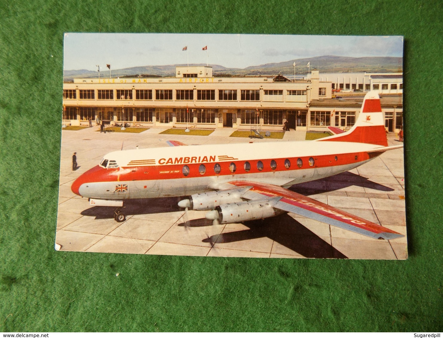 VINTAGE ISLE OF MAN: Airport Cambrian Airways Viscount Colour Cotman - Isola Di Man (dell'uomo)