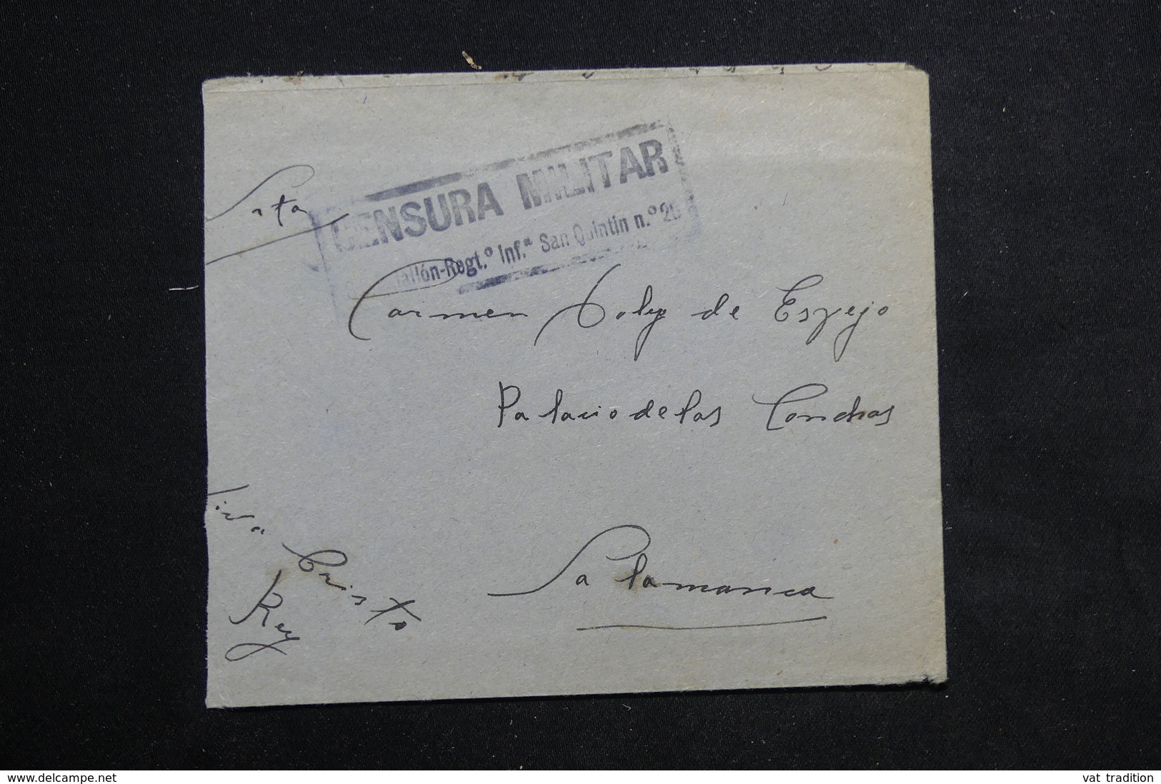 ESPAGNE - Enveloppe En Franchise Militaire , Cachet " Censura Militar De San Quintin " - L 23160 - Military Service Stamp