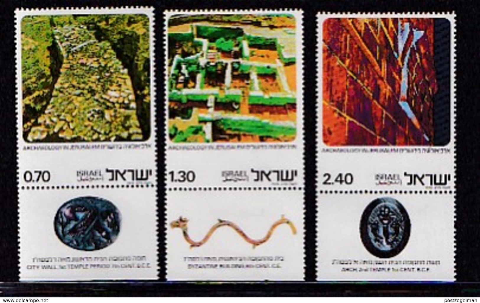 ISRAEL, 1976, Unused Hinged Stamp(s), With Tab, Archeology, SG643-645, Scannr. 17469 - Unused Stamps (with Tabs)