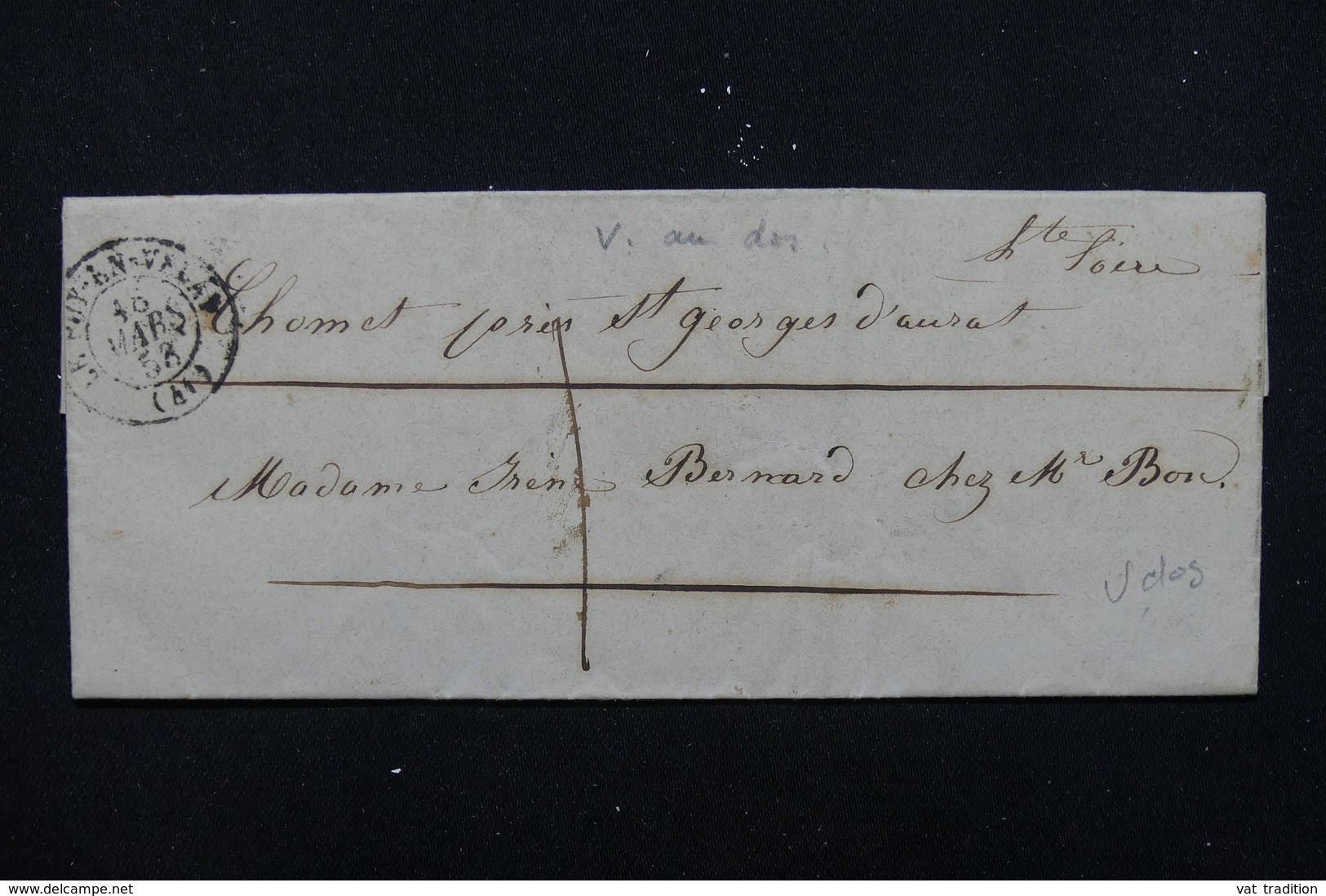 FRANCE - Lettre De Le Puy En Velay Pour Chomet En 1858 , Cursive Au Verso De Saint-Georges-d'Aurac - L 23163 - 1849-1876: Période Classique