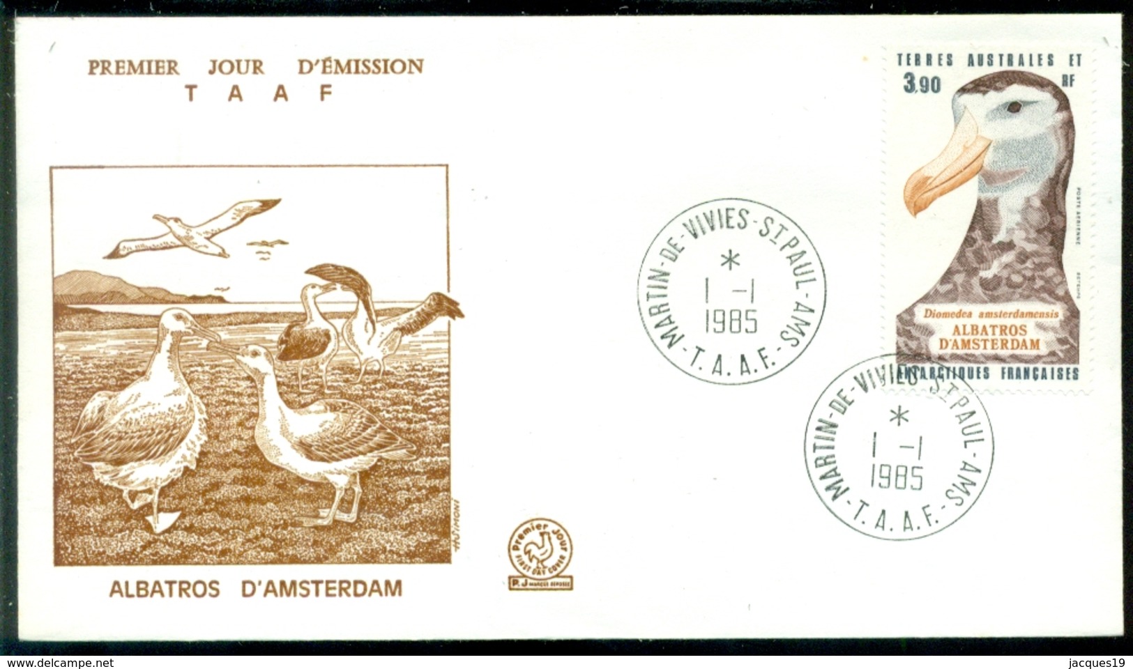 TAAF 1985 FDC Amsterdam Albatross Scott # C86 - FDC