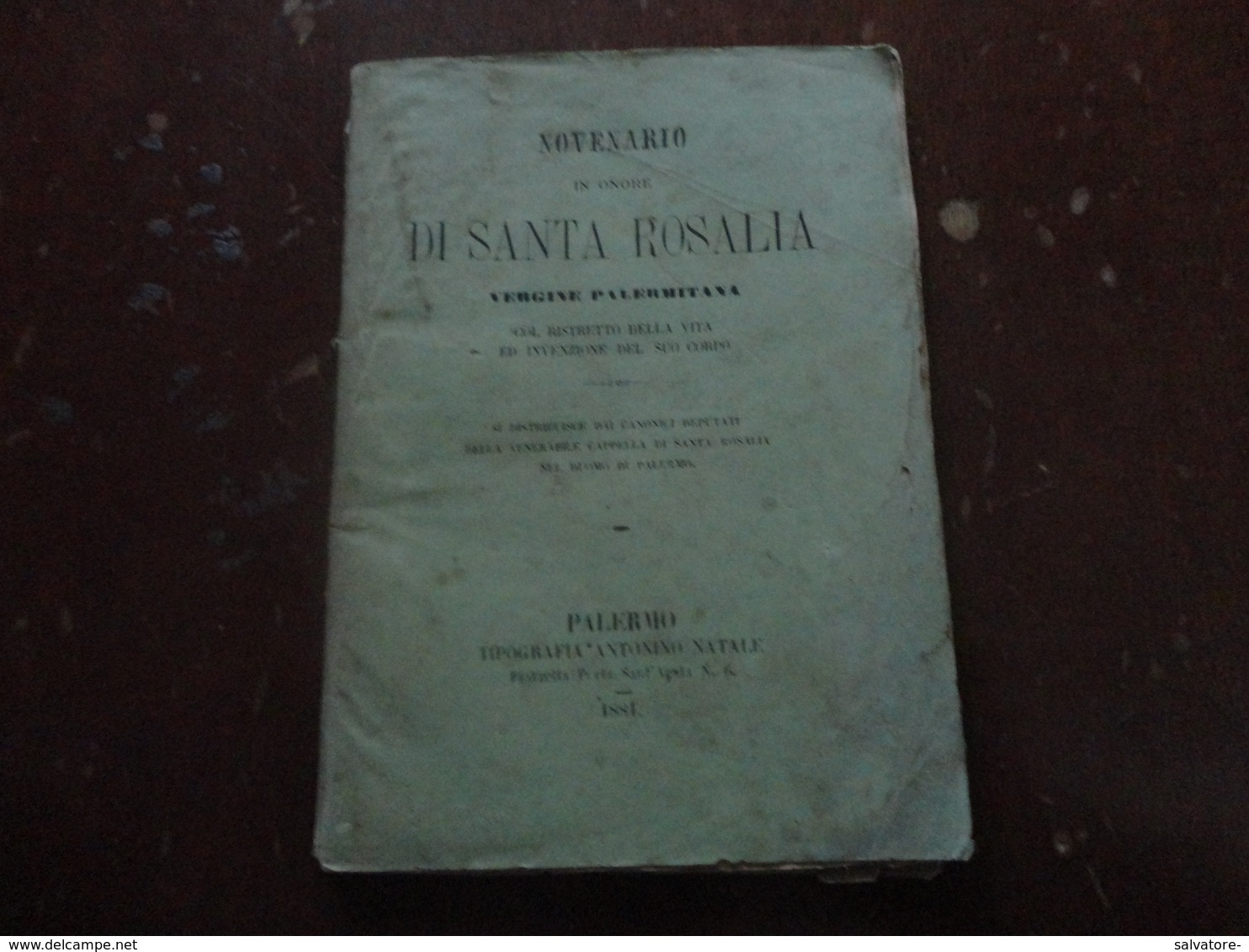 NOVENARIO IN ONORE DI SANTA ROSALIA VERGINE PALERMITANA-1884 - Altri & Non Classificati