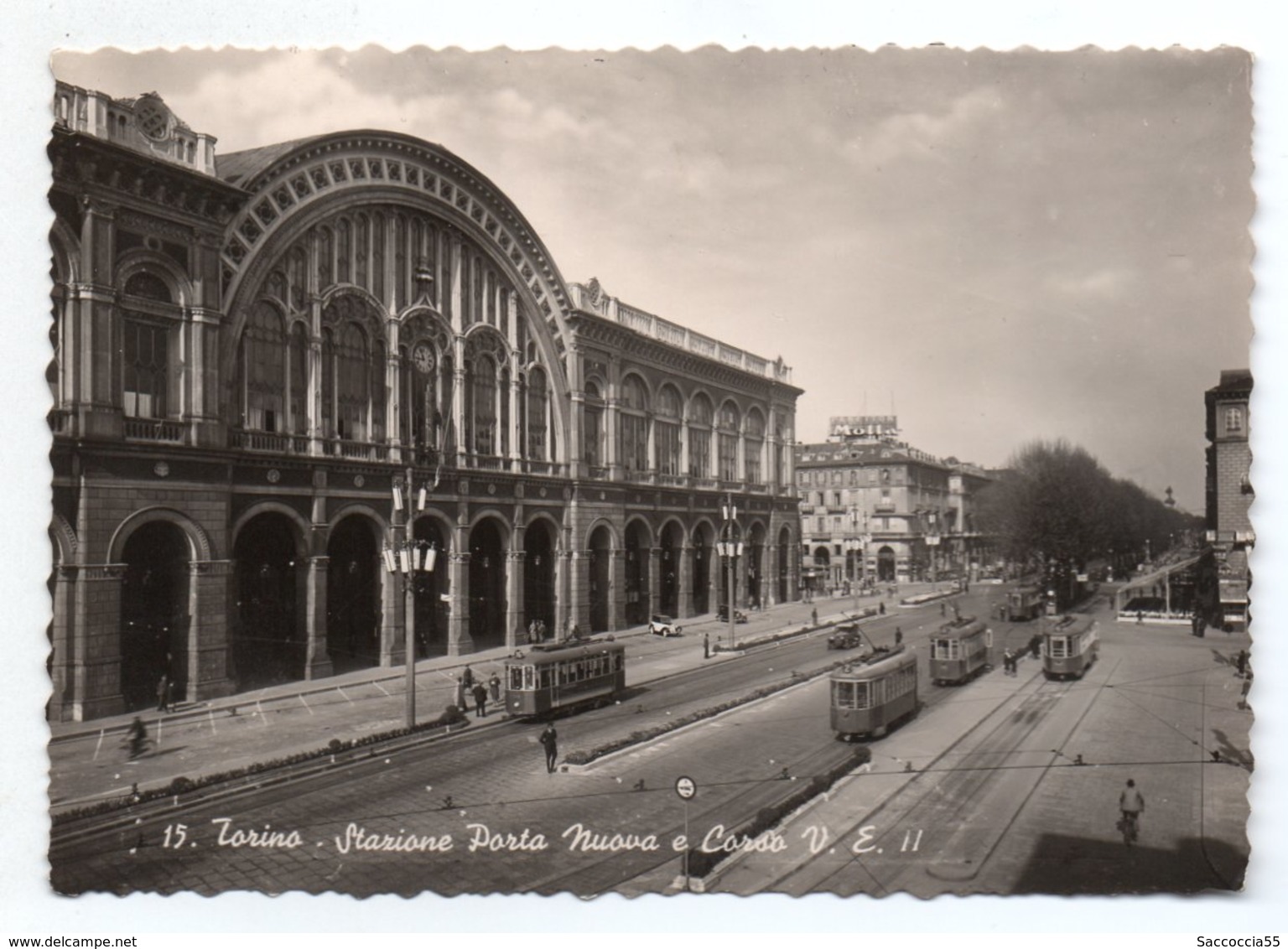 TORINO STAZIONE PORTA NUOVA E CORSO VITTORIO EMANUELE IIANIMATA TRAM PEDONI NON VIAGG VECCHIA - Stazione Porta Nuova