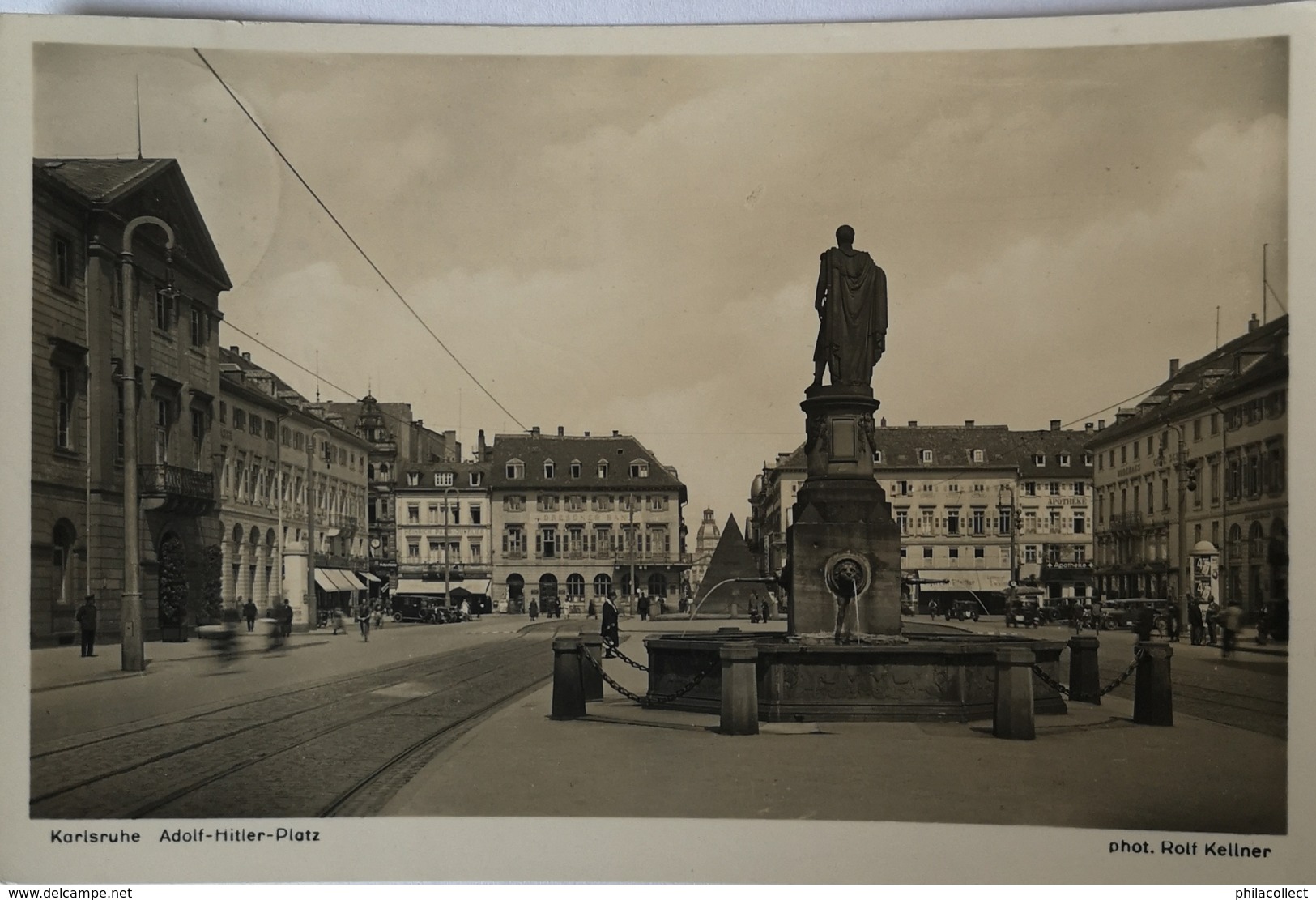 Karlsruhe // Foto AK / Adolf Hitler Platz 1937 - Karlsruhe