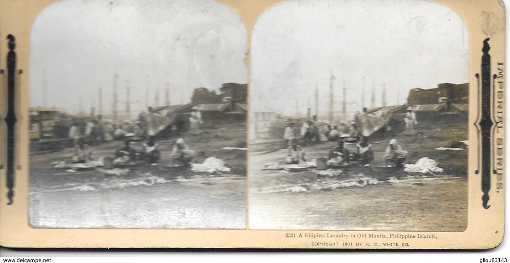 Philippine, Manila, A Philipino Laundry In Old Manila      (bon Etat) - Photos Stéréoscopiques