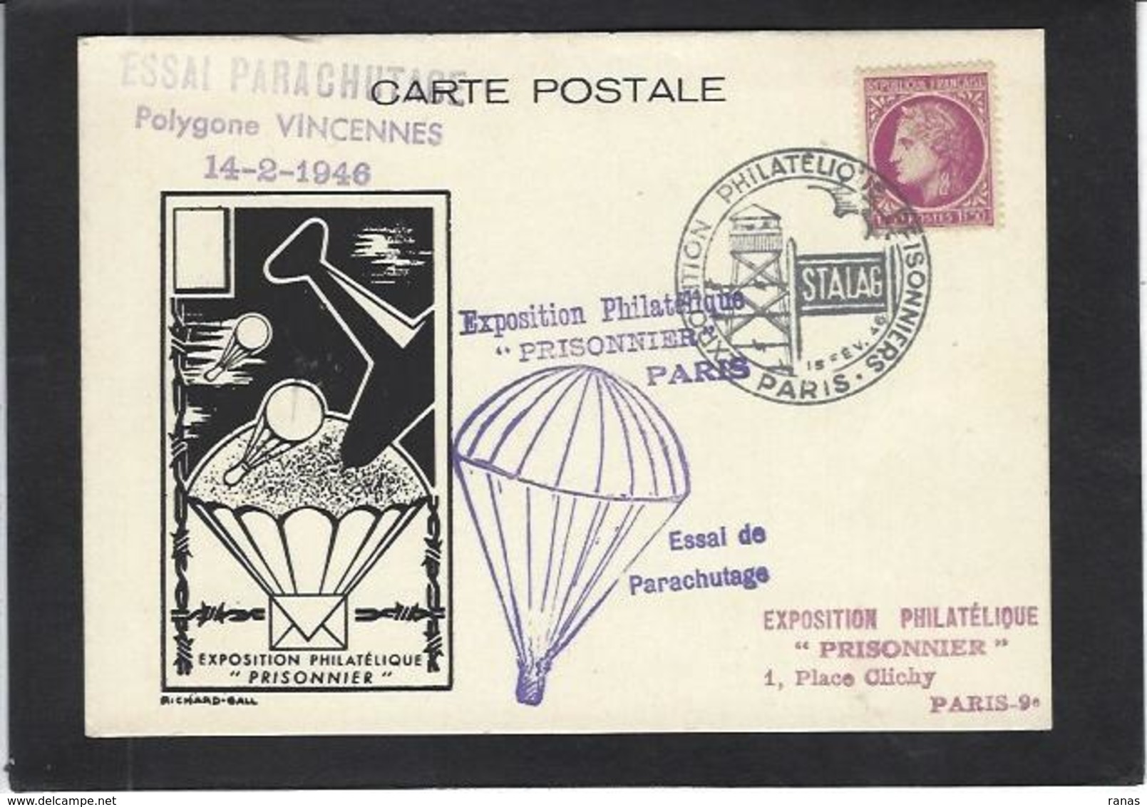 CPSM Parachute Parachutisme Circulé Cachet Philatélie Marcophilie - Parachutting
