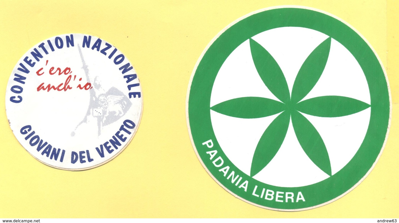 Lotto Di 2 ADESIVI - LEGA NORD - Padania Libera + Convention Nationale Giovani Del Veneto "C'ero Anch'io" - Altri & Non Classificati