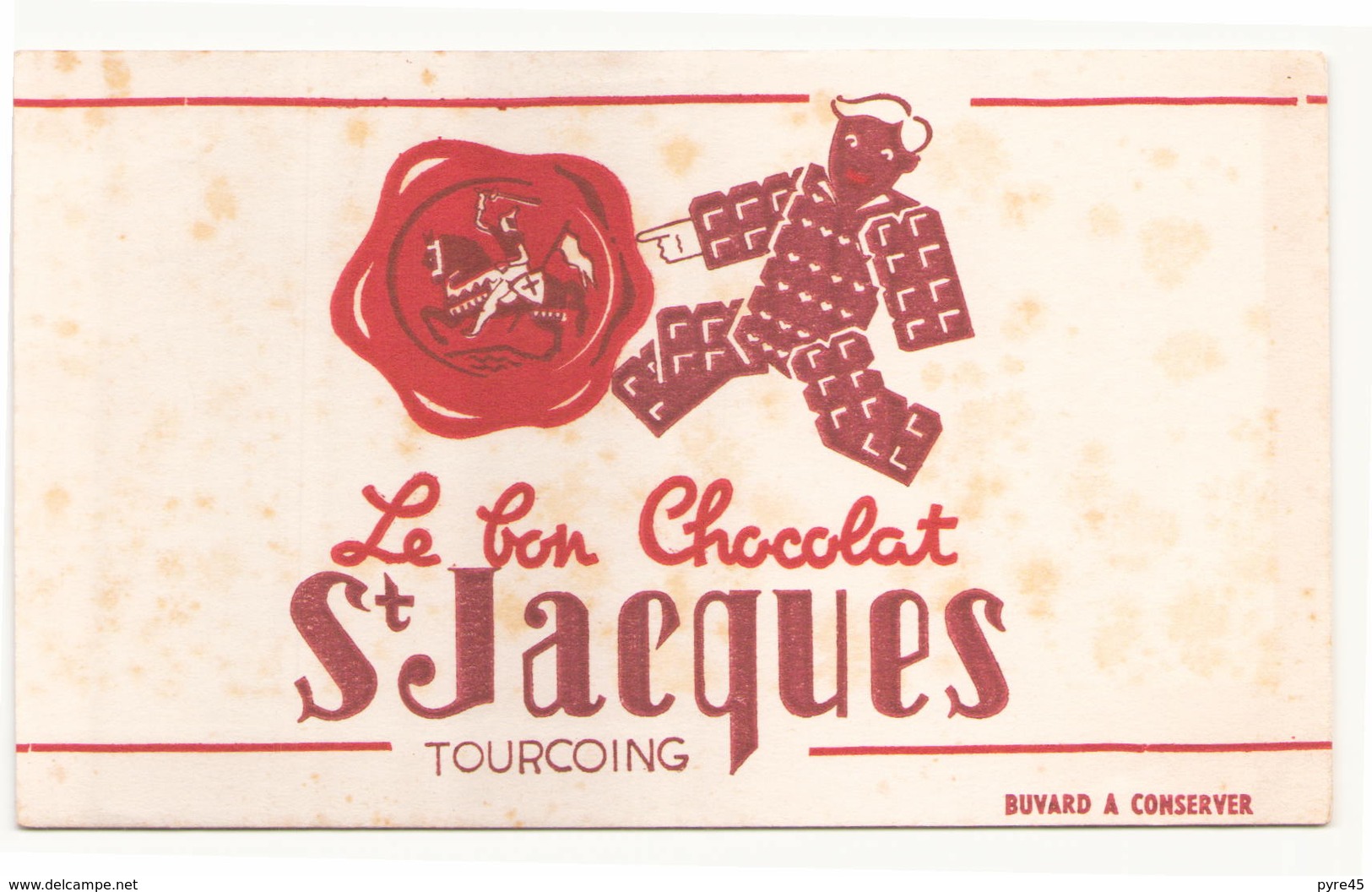 Buvard ( 21 X 13 Cm ) " Le Bon Chocolat Saint Jacques " ( Rousseurs ) - Kakao & Schokolade