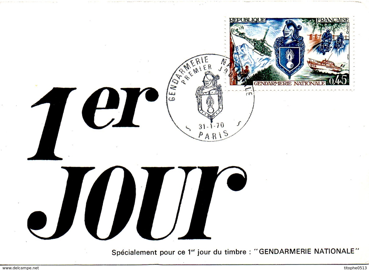 FRANCE. N°1622 Sur Carte 1er Jour De 1970. Gendarmerie/Hélicoptère/Moto. - Police - Gendarmerie