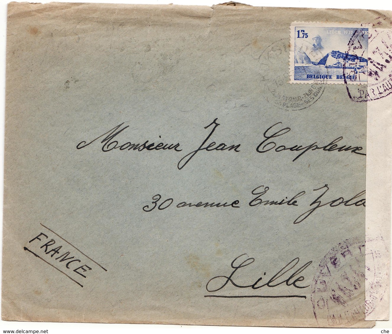 Pli Coxyde Vers Lille  Censure Militaire Francaise Controle Postal - Militaria