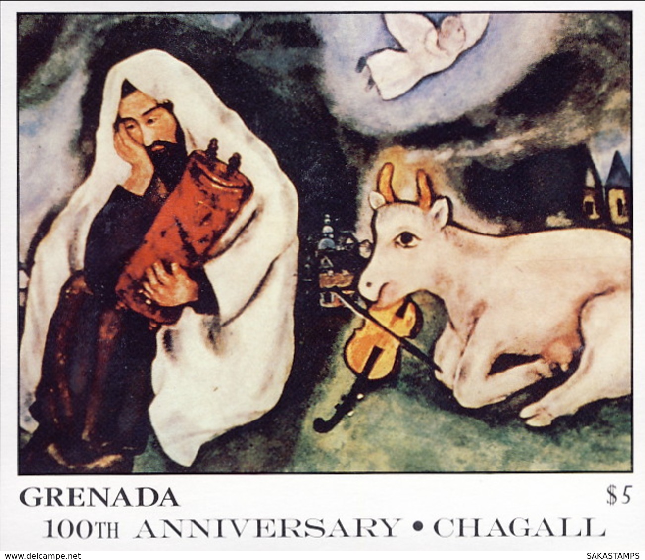 1987-(MNH=**) Grenada Foglietto S.1v."quadri,opera Di Chagall" - Grenada (1974-...)