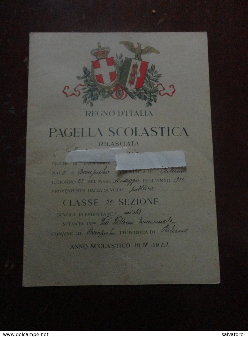 REGNO D'ITALIA - PAGELLA SCOLASTICA ANNO 1928 - Diplomi E Pagelle