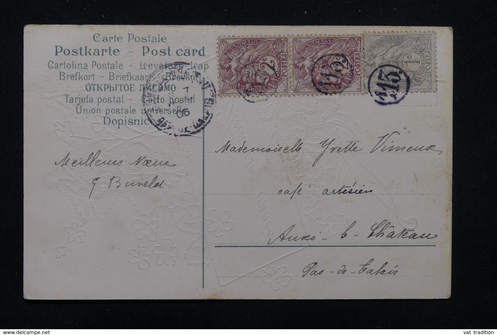 FRANCE - Oblitération " Jour De L 'An " Sur Type Blancs Sur Carte Postale En 1906 - L 23189 - 1877-1920: Période Semi Moderne