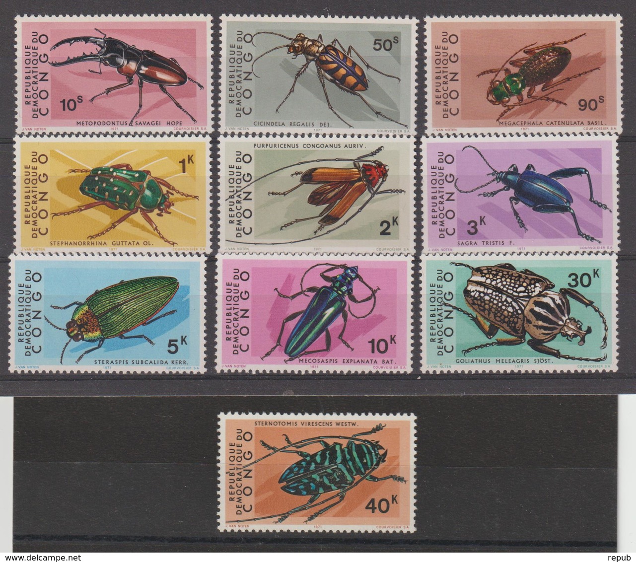 Congo 1971 Insectes 753-62 10 Val ** MNH - Autres & Non Classés