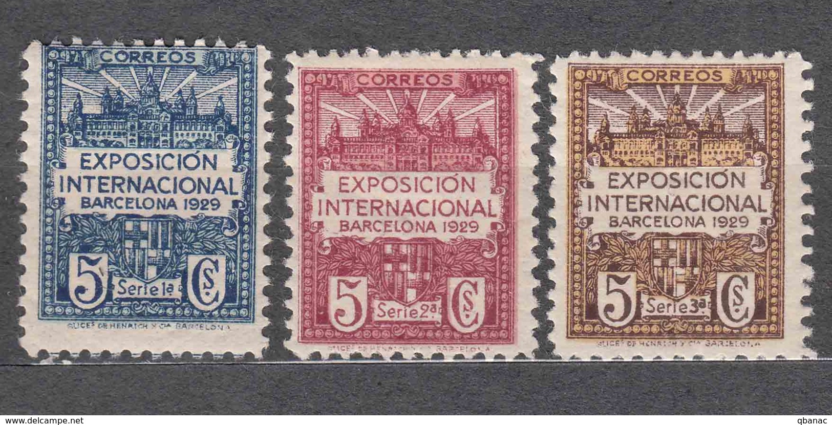 Spain 1929 Barcelona Mi#1-3 Mint Hinged - Barcelone