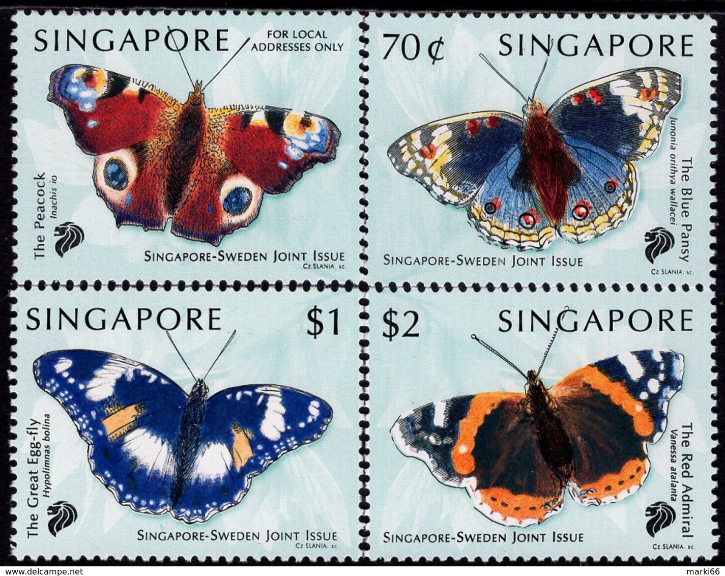 Singapore - 1999 - Butterflies - Joint Issue With Sweden - Mint Stamp Set - Singapur (1959-...)