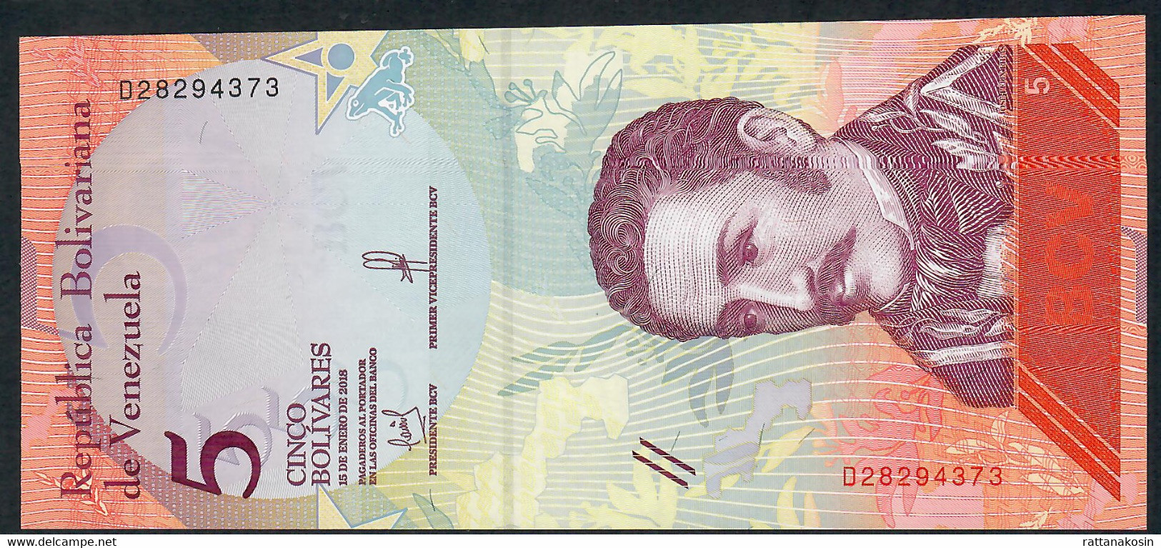 VENEZUELA P102 5 BOLIVARES 15.1.2018 #D       UNC. - Venezuela