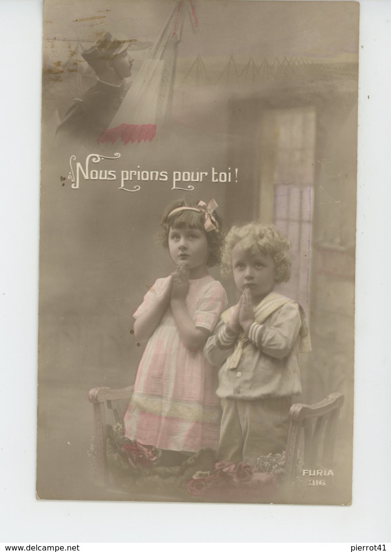 GUERRE 1914-18 - Jolie Carte Fantaisie Enfants Et Poilu "Nous Prions Pour Toi ! " - Guerre 1914-18