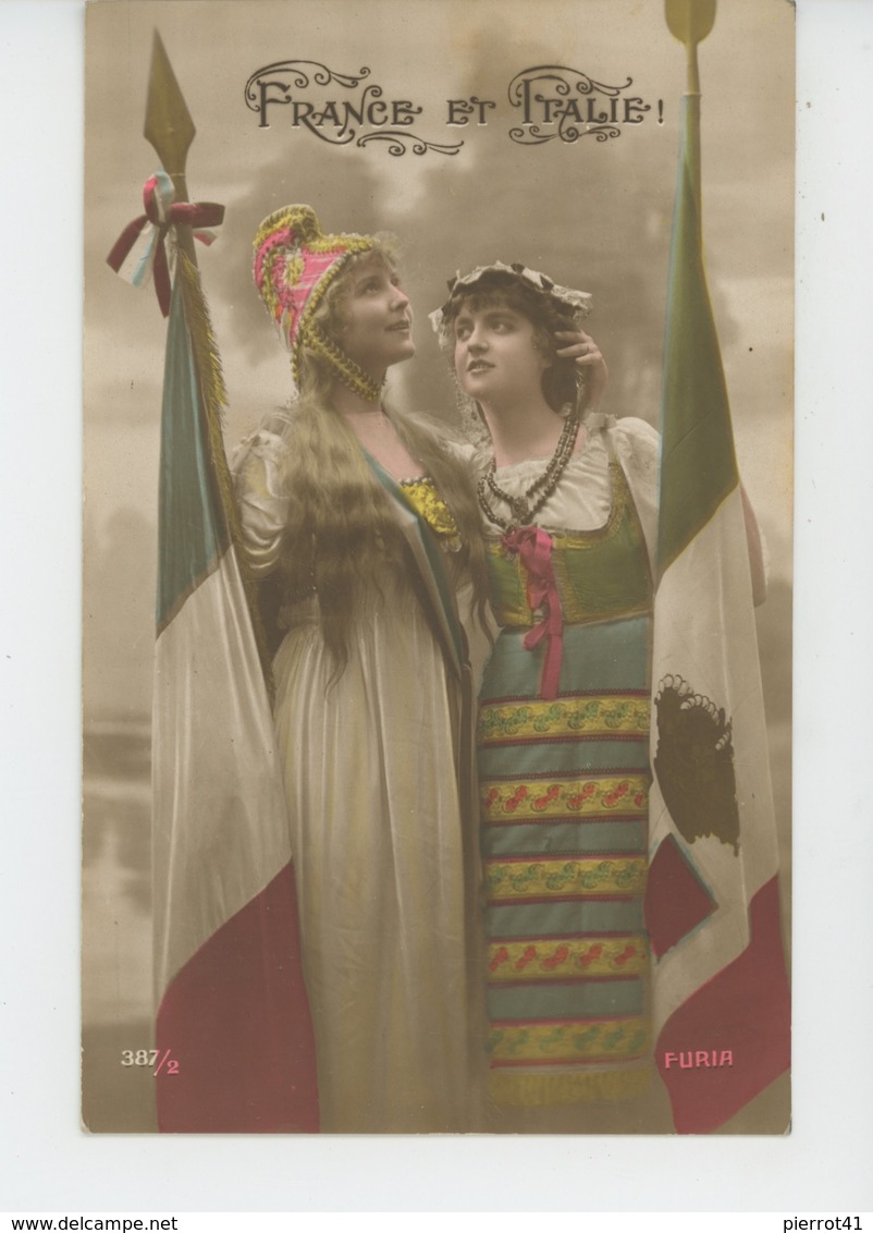 GUERRE 1914-18 - Jolie Carte Fantaisie Femmes Française Et Italienne "FRANCE ET ITALIE " - Guerre 1914-18
