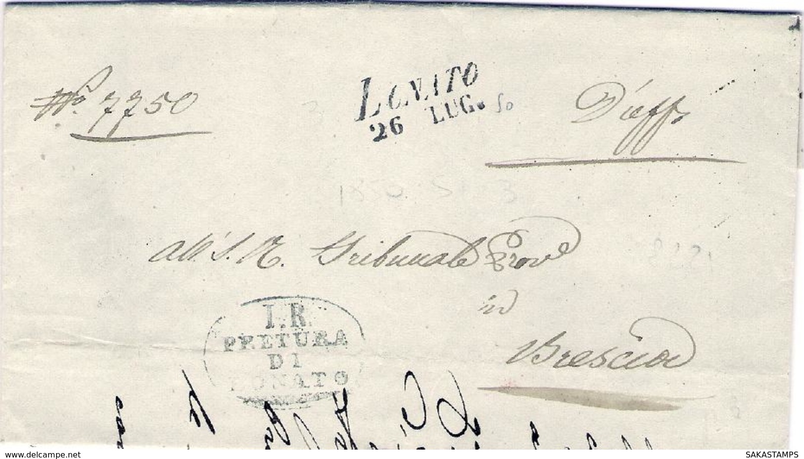 1840-franchigia Con Testo Bollo Di LONATO+bollo Ovale I.R. Pretura Di Lonato Brescia - 1. ...-1850 Prefilatelia