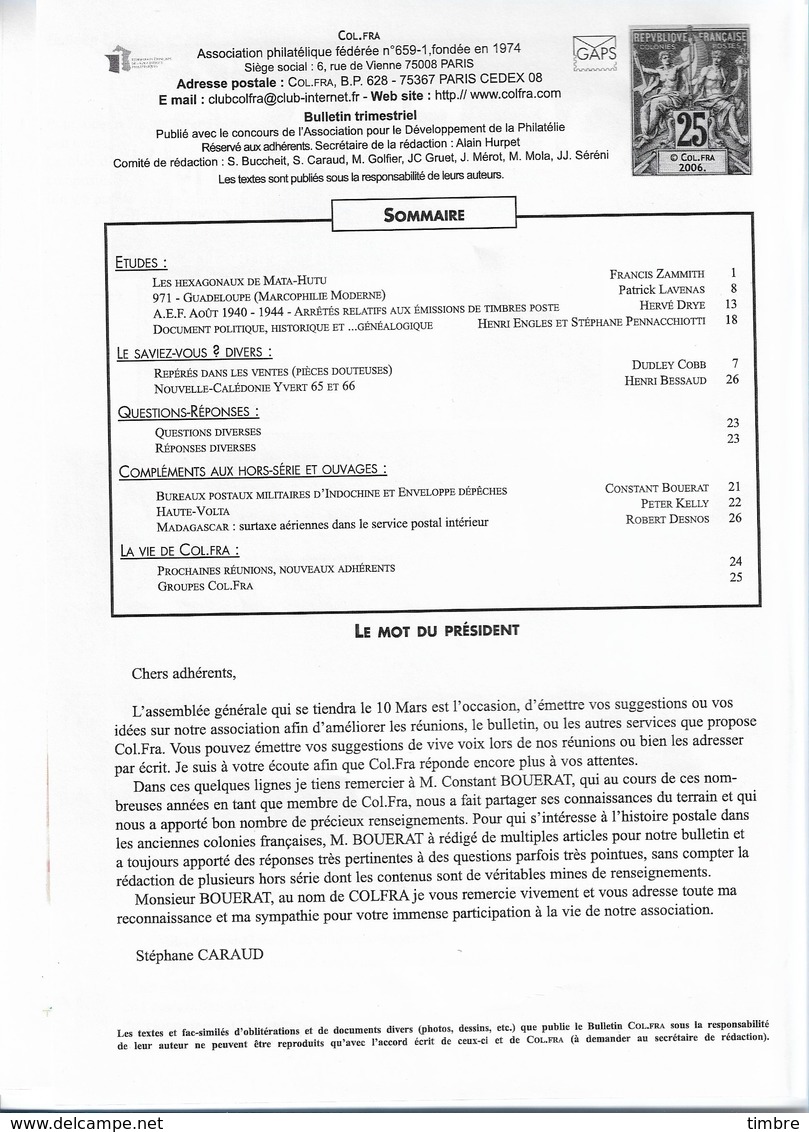 Colfra 119 1er Trimestre 2007 - Colonies Et Bureaux à L'Étranger