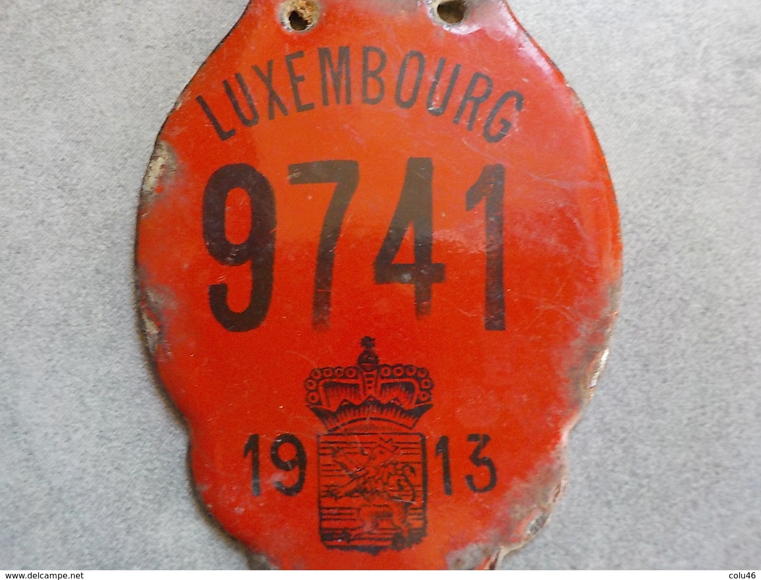 1913 Plaque Immatriculation Vélo Fiets Luxembourg - Number Plates