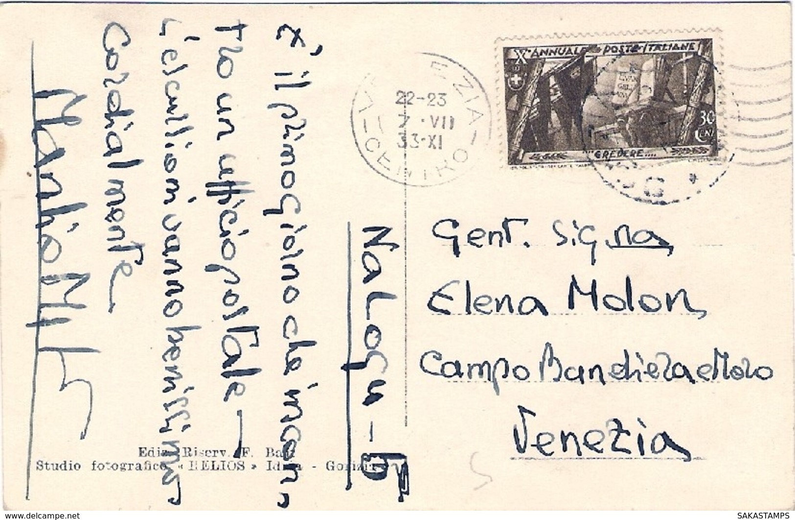 1933-Slovenia Cartolina Foto Na Logu Affrancata 30c. Decennale Viaggiata - Slovénie
