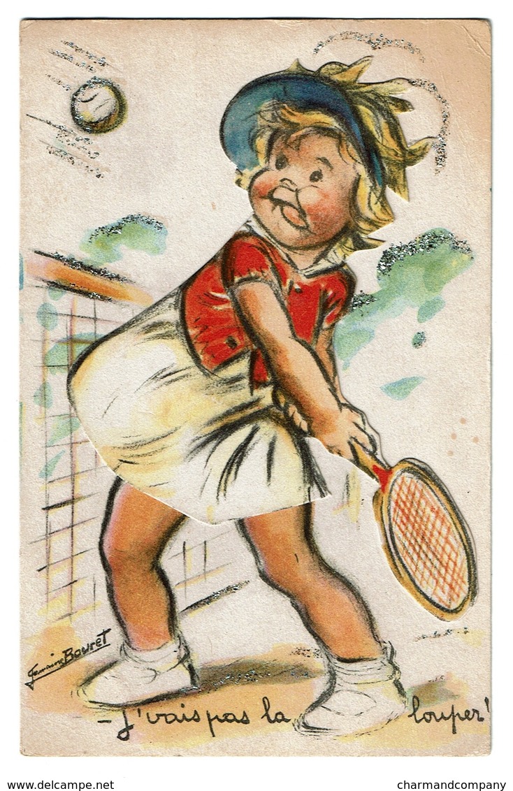 Germaine Bouret - 'J'vais Pas La Louper !' Découpis Relief Paillettes - Tennis - Ecrite - Edit. IDA 631 - 2 Scans - Bouret, Germaine