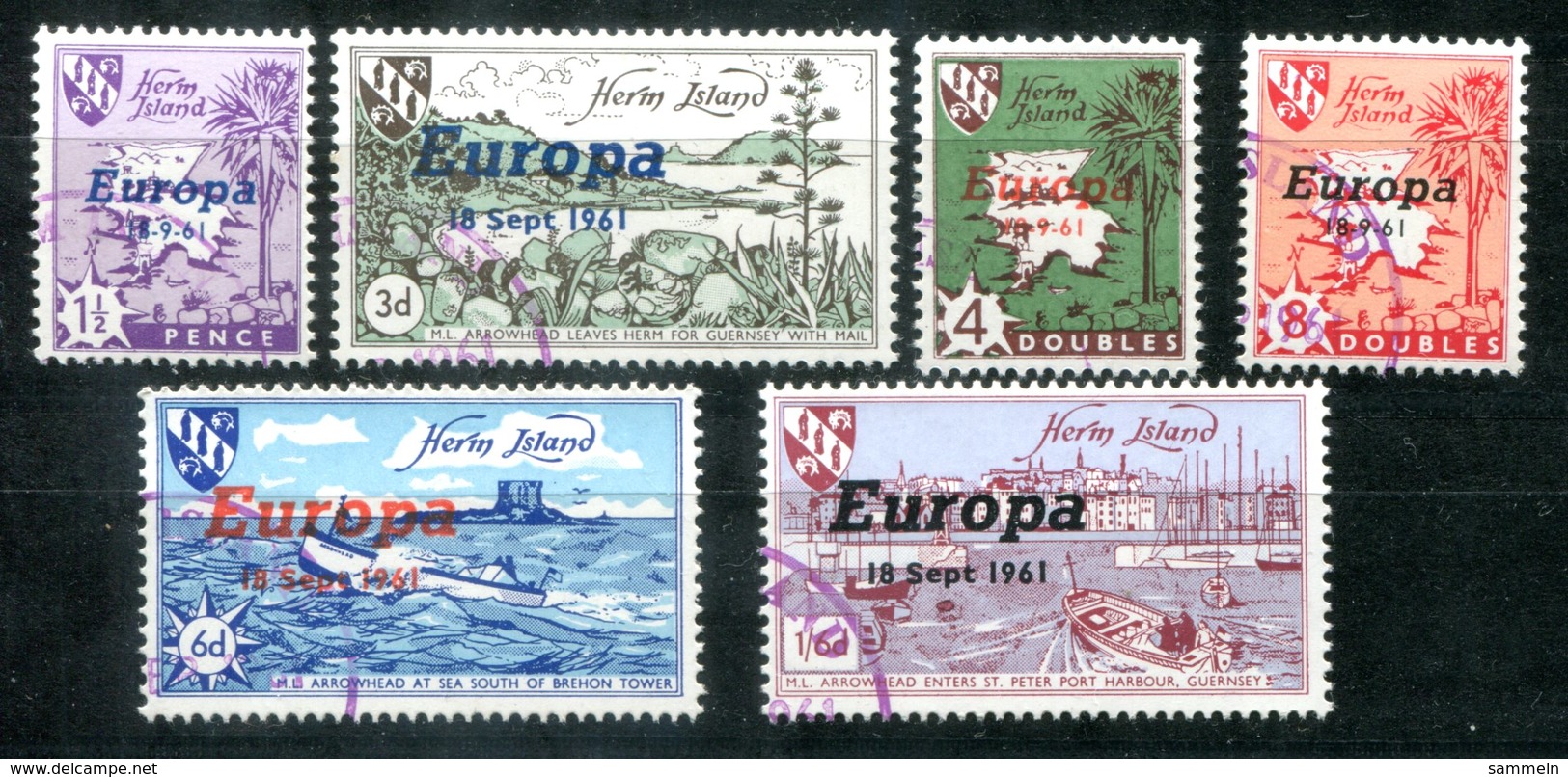 4481 - GB HERM ISLAND - Satz Mit 6 Werten Europa 1961, Gestempelt / Used - 1961